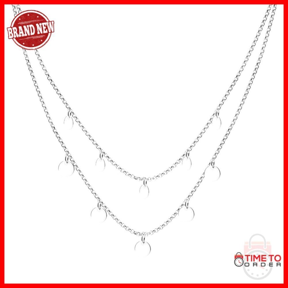 Sterling Silver Layered Necklace Set 17.71 Inch Lobster Clasp